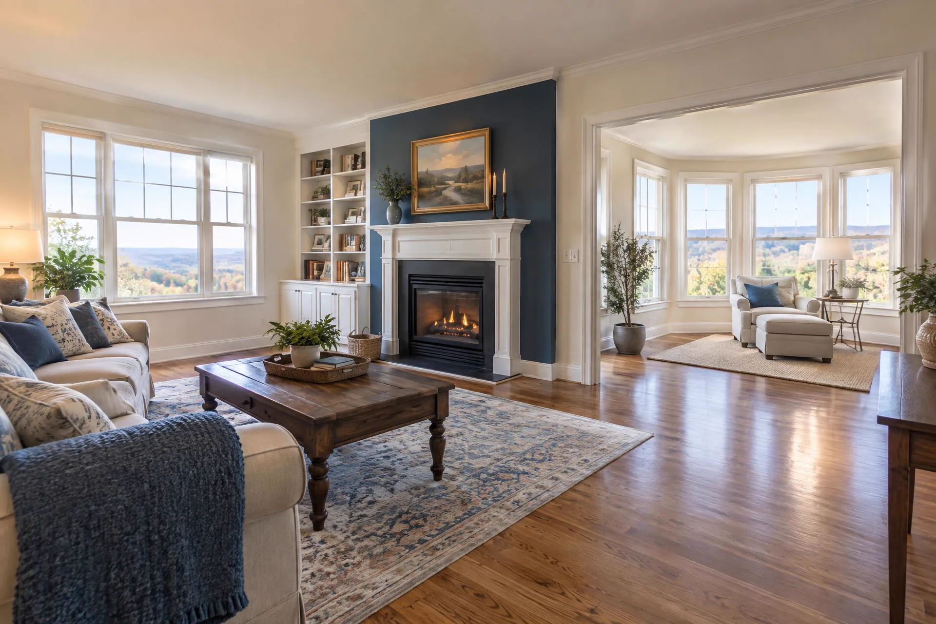 Bright freshly painted family room interior inspiration